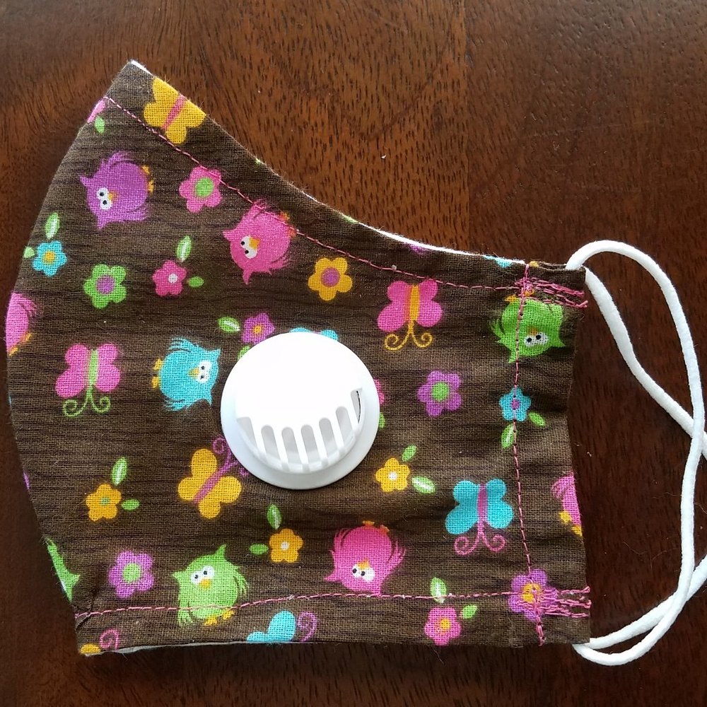 Face Mask ADULT Airflow Valve Lots of Owls